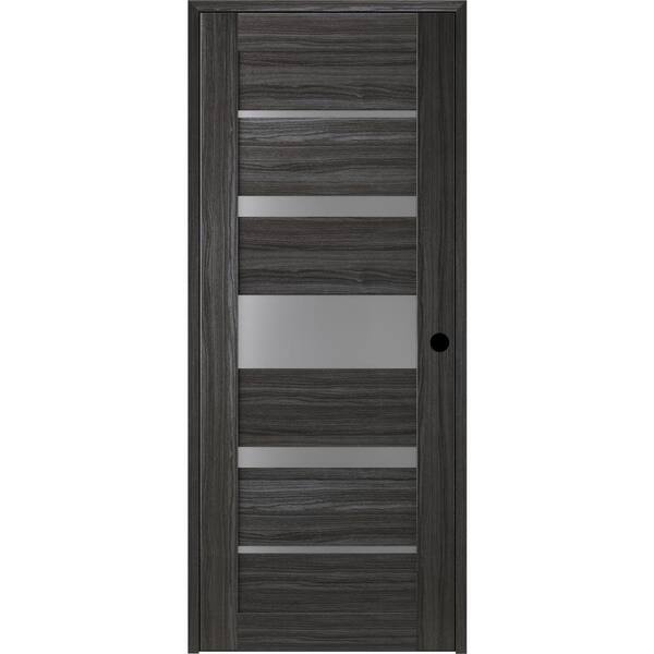 Belldinni 28 in. x 96 in. Kina Left-Hand Solid Core 7-Lite Frosted Glass Gray Oak Wood Composite Single Prehung Interior Door