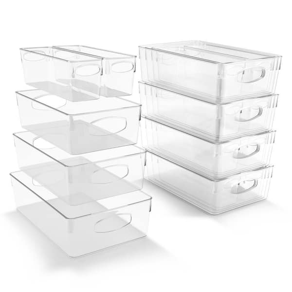 Clear Plastic Storage Bins with Handles for Shelves 20-Pack Organizers and Storage