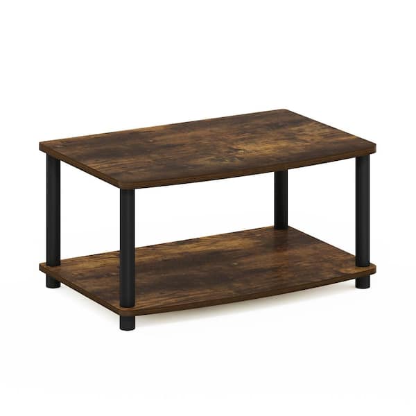 Furinno Turn-N-Tube 24 in. Amber Pine/Black Wood TV Stand Fits TVs Up to 24 in. with Open Storage