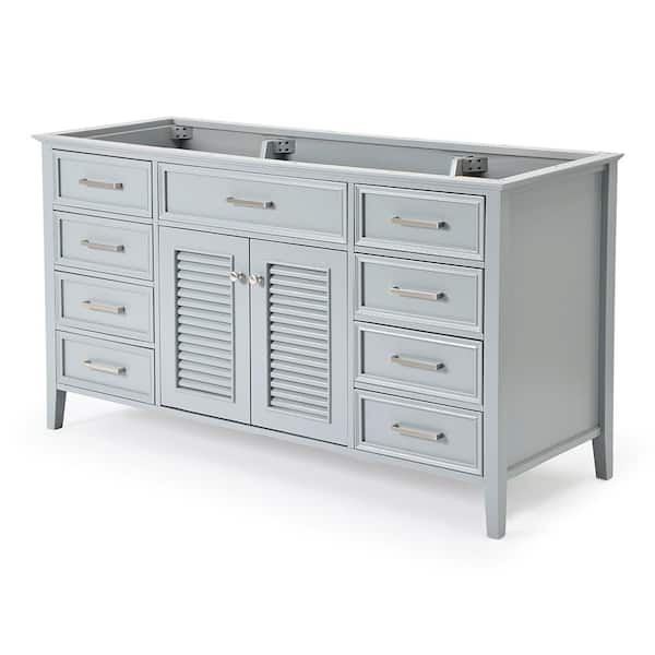 ARIEL Kensington 60 in. W x 21.5 in. D x 34.5 in. H Freestanding Bath Vanity Cabinet Only in Grey