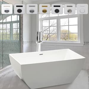 Montpellier 59 in. L x 30 in. W Acrylic Flatbottom Freestanding Bathtub in White/Brushed Nickel