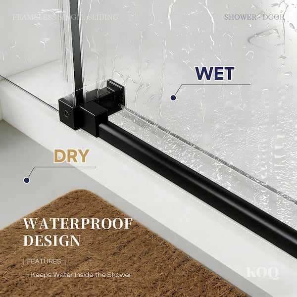 KOQ 54 in. W x 76 in. H Single Sliding Frameless Shower Door in