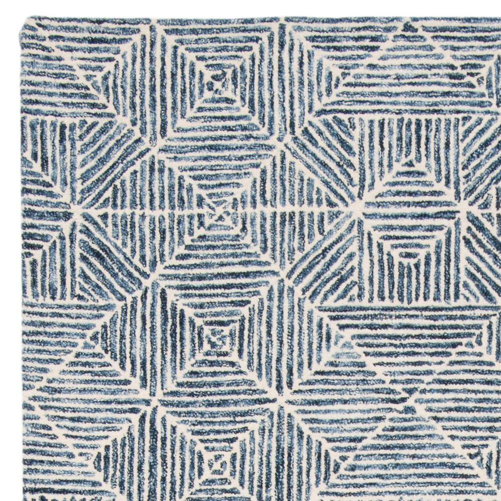 Handmade Blue and Ivory Wool Abstract Area Rug, 5' x 8'