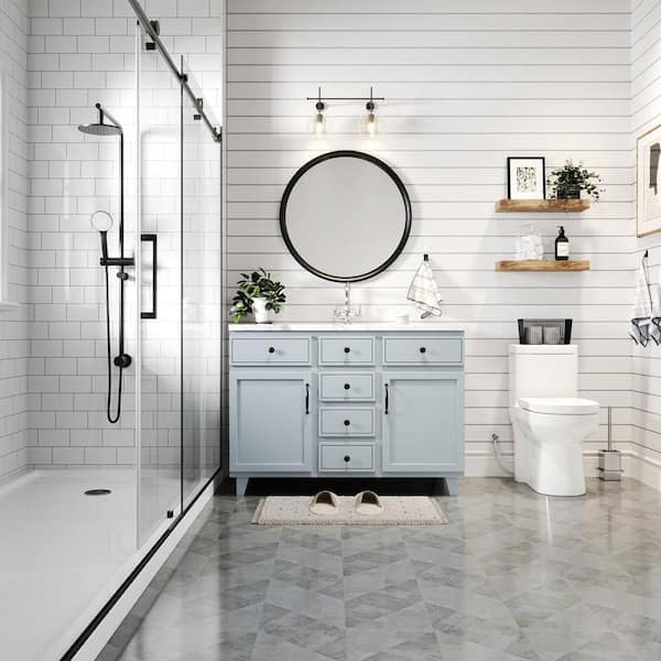 10 in. Rough in 1-Piece 1.1/1.6 GPF Dual Flush Round Toilet in White Soft Close Seat Included