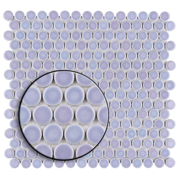 type O square pastel lavender　stina Merola Tile Hudson Penny Round Lavender 12 in. x 12-5/8 in