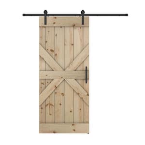 Mid X 30 in. x 84 in. Unfinished Pine Wood Sliding Barn Door with Hardware Kit (DIY)
