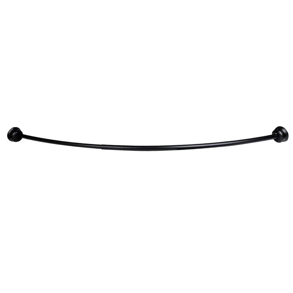 Black Aluminum 72" Curved Shower Rod with PEVA Liner