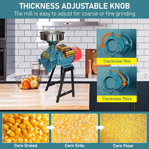 BOZTIY Grain Mill Electric Grain Grinder 3000W Commercial Corn Grinder Machine 80 Grids Grinding Diameter with Funne K16DDMFJHD01