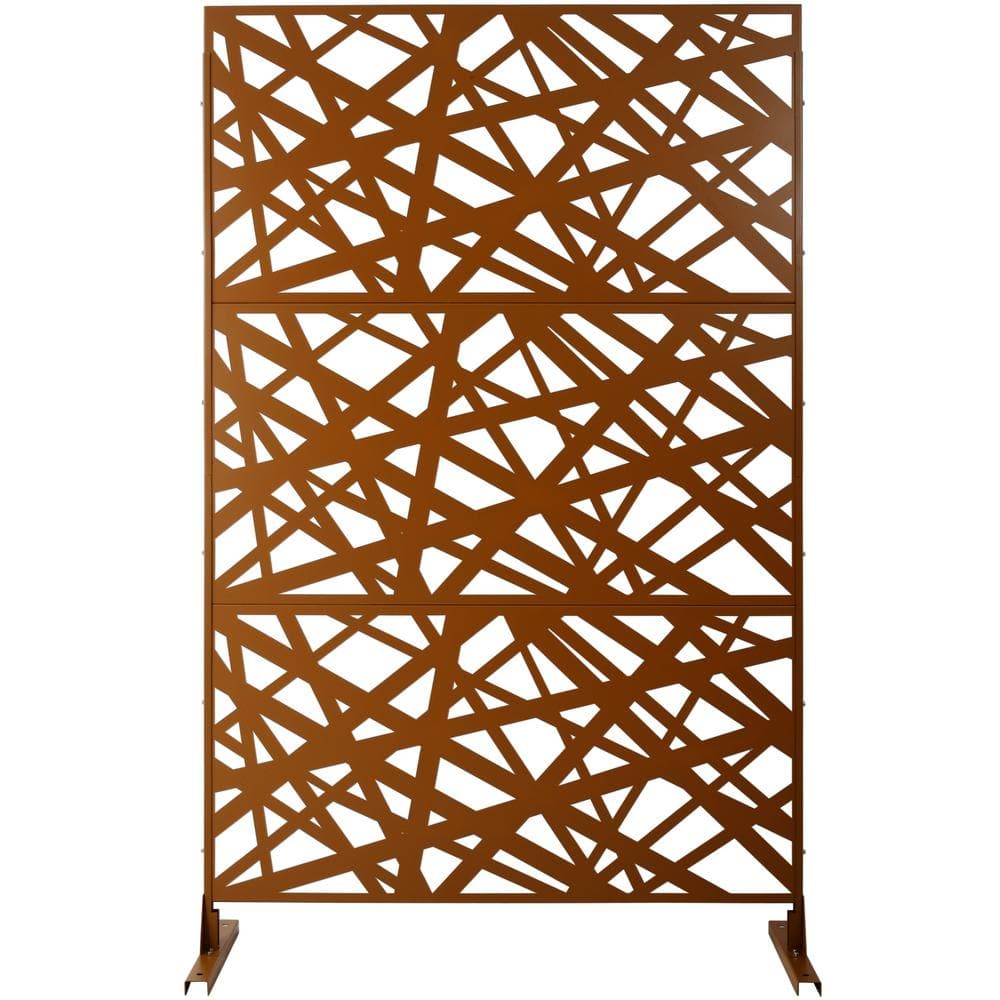 6.3 ft. x 4 ft. Brown Steel Freestanding Flat Flat Top Decorative Privacy Screen Metal Fence Panel price history on PriceWatchPro