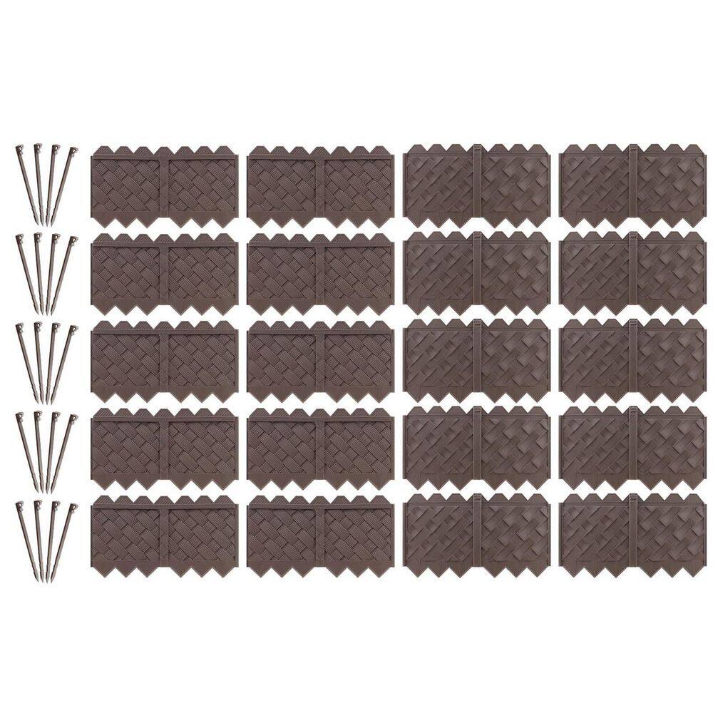 20-Pack Brown Plastic Weaving Garden Edging Borders 20 ft. No Dig Edgings w/ 8.5 in. Anchor Stakes & Interlocking Design price history on PriceWatchPro