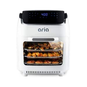 10Qt White Air Fryer Oven with Rotating Rotisserie, Dehydration and Recipe Book