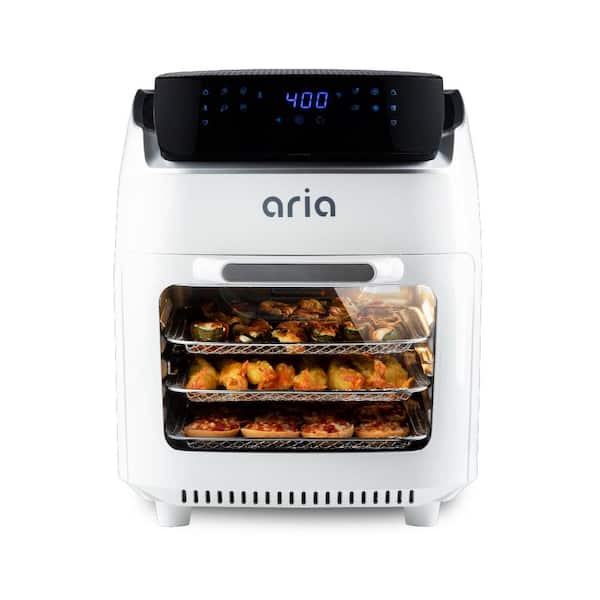 ARIA 10Qt White Air Fryer Oven with Rotating Rotisserie