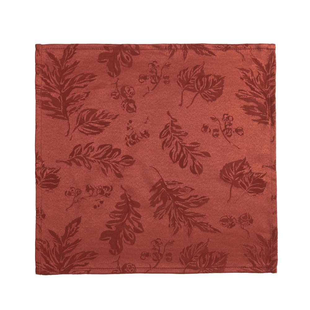 Spice Red Jacquard Leaf Damask Napkin Set, 17" x 17", Pack of 8