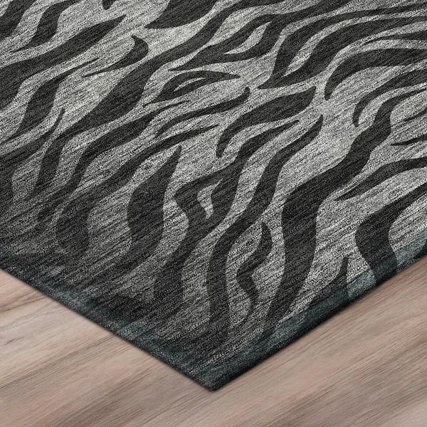 Chantille Machine Washable Indoor/Outdoor Abstract ACN2925 Black 8 ft. x 10 ft. Area Rug