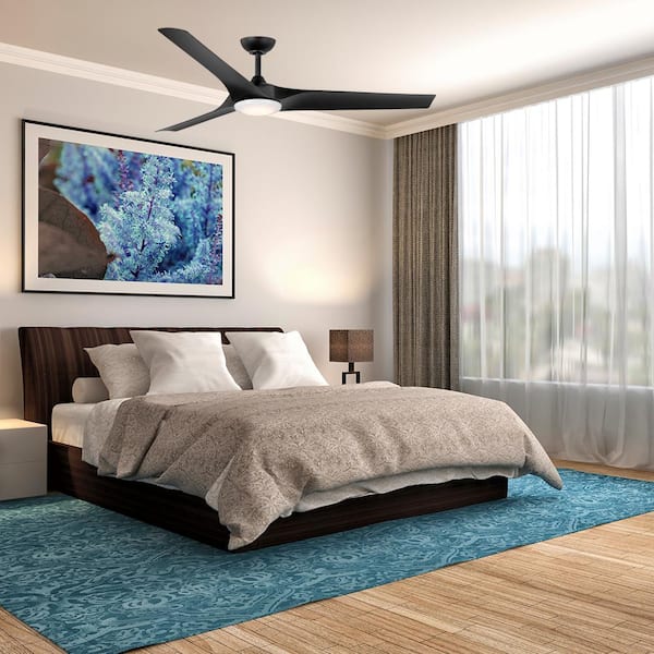 Gossamer 60 in. Integrated LED Indoor Matte Black Ceiling Fan with Remote Control and White Color Changing Light Kit