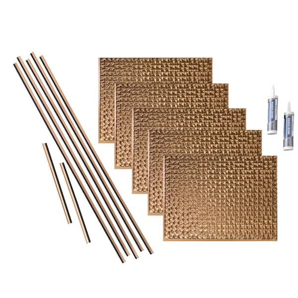 Fasade Terrain 18 in. x 24 in. Polished Copper Vinyl Decorative Wall Tile Backsplash 15 sq. ft. Kit