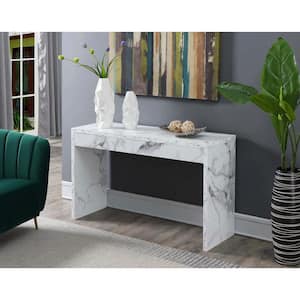 Northfield 48 in. L White Faux Marble 28 in. H Rectangle Particle Board Console Table