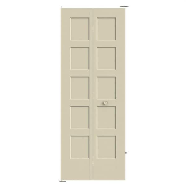 Masonite 30 in. x 80 in. 5-Panel Bayshore Hollow Core Golden Haystack Molded Composite Bi-Fold Door