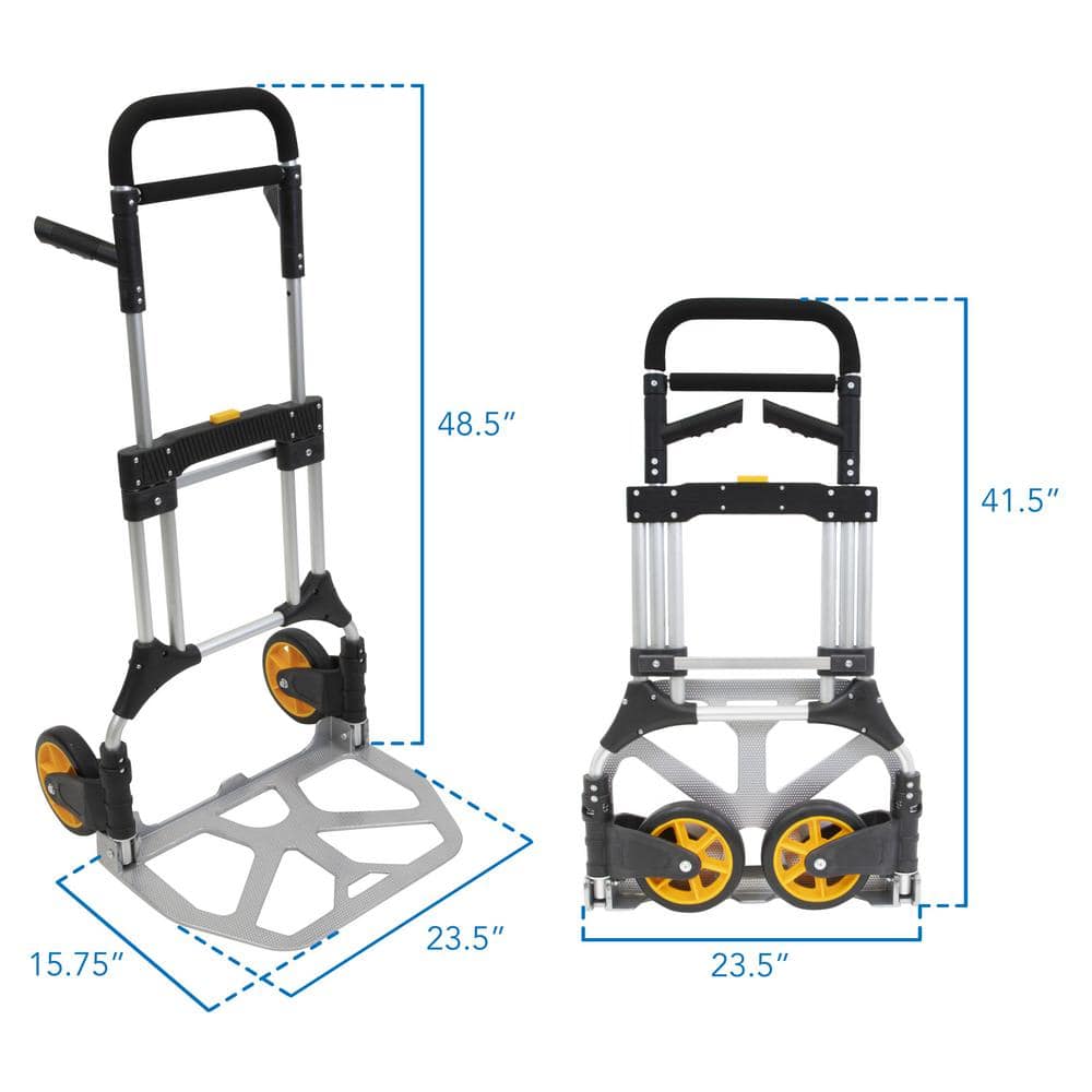 Heavy-Duty Folding Aluminum Hand Truck Dolly with Rubber Wheels