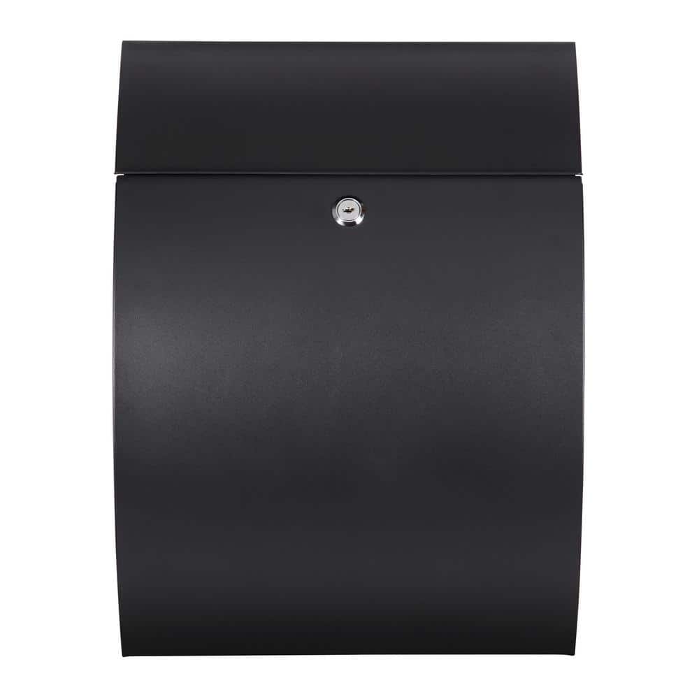 Black Steel Contemporary Lockable Wall Mounted Mailbox