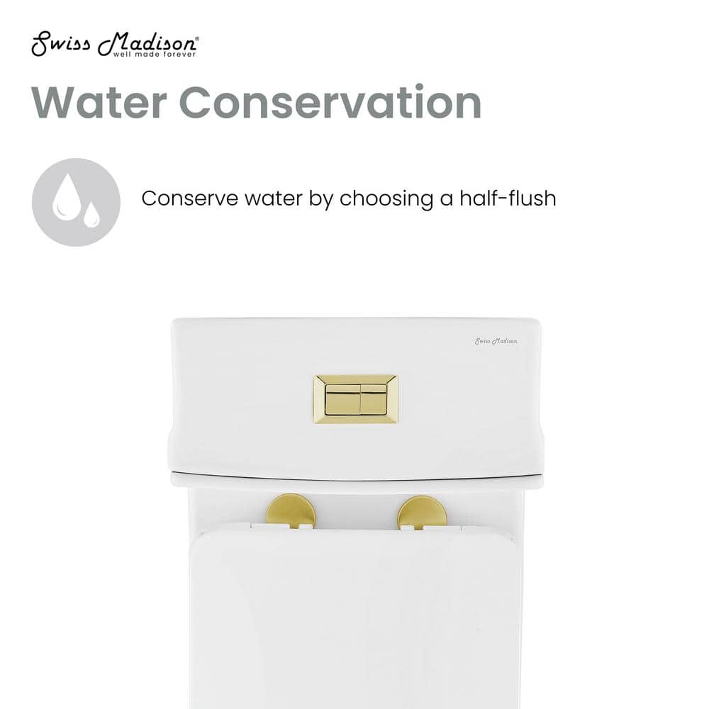 Concorde White One Piece Dual Flush Toilet with Brushed Gold Hardware