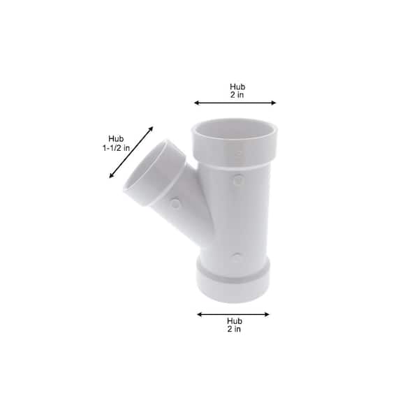 NIBCO 2 in. x 2 in. x 1-1/2 in. PVC DWV 45-Degree All Hub Wye