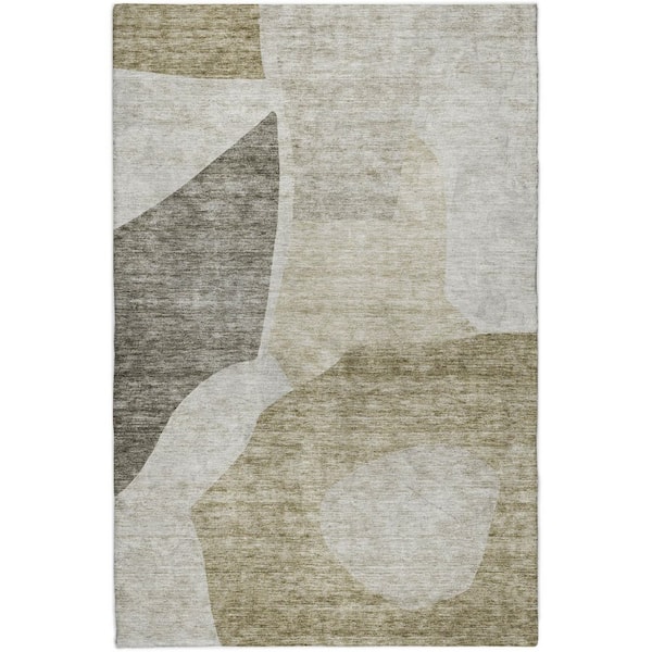 Dream Shag Premium Machine Washable Abstract ADS665 Taupe 10 ft. x 14 ft. Area Rug