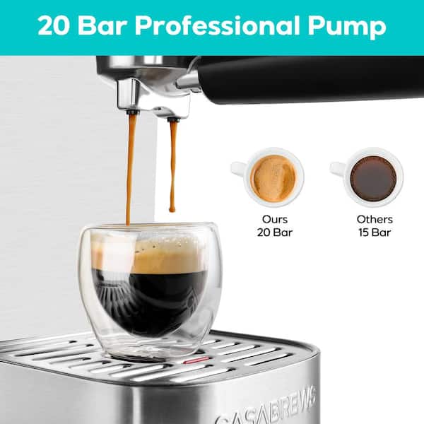 CASABREWS 3700 Essential 20-Cups Sliver Stainless Steel Espresso Machine with Space Saving Design