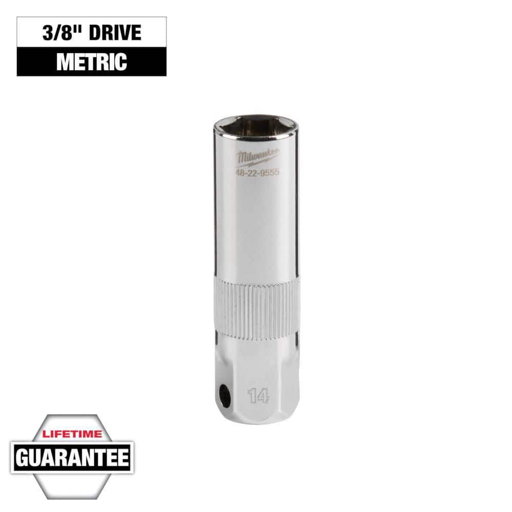 Milwaukee 3/8 in. Drive 14 mm Spark Plug Socket 48-22-9555 - The Home Depot