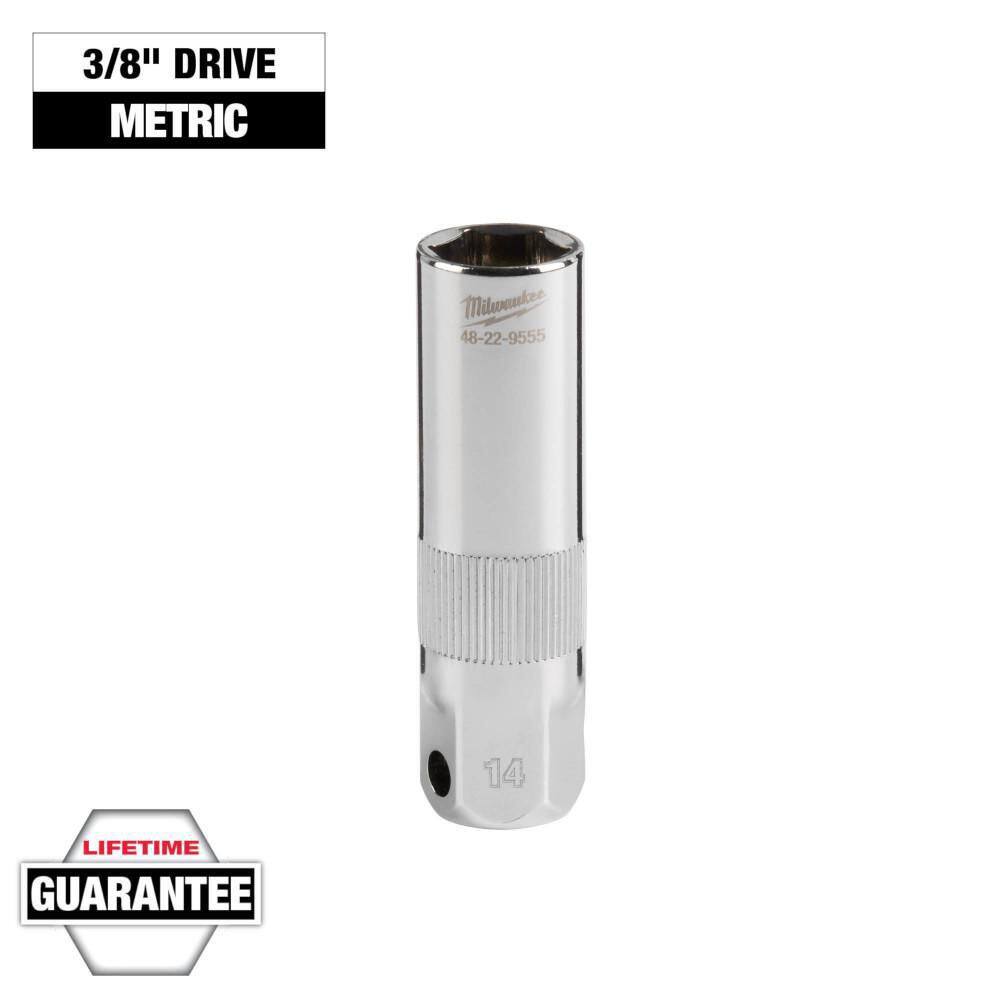 Milwaukee 3 8 In Drive 14 Mm Spark Plug Socket 48 22 9555 The Home Depot