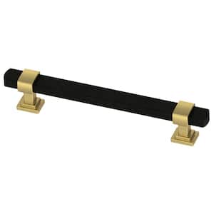 Wrapped Square Dual Finish 5-1/16 in. (128 mm) Modern Matte Black and Modern Gold Cabinet Drawer Bar Pull