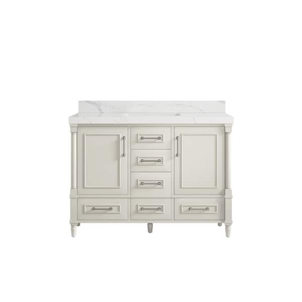 Willow Collections Hudson 48 in. Single Sink Freestanding Alabaster Bath Vanity with Calacatta Laza Quartz Top Unassembled