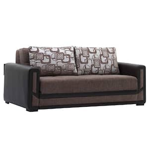 Excellence Collection Convertible 78 in. Brown Chenille 3-Seater Twin Sleeper Sofa Bed with Storage