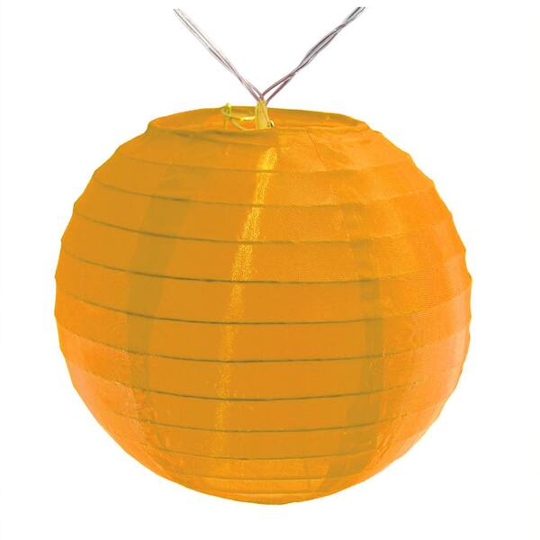 LUMABASE Battery Operated Orange String Light with 6 in. Nylon Lanterns (10-Count)