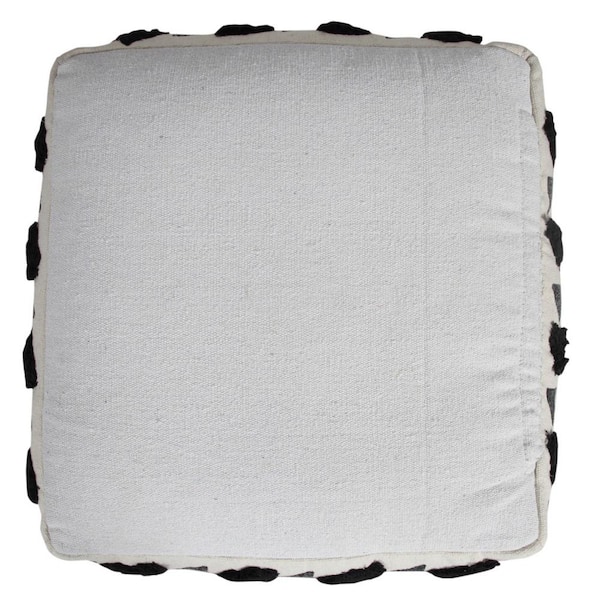 HomeRoots Amelia White Cotton Square Cube Ottoman