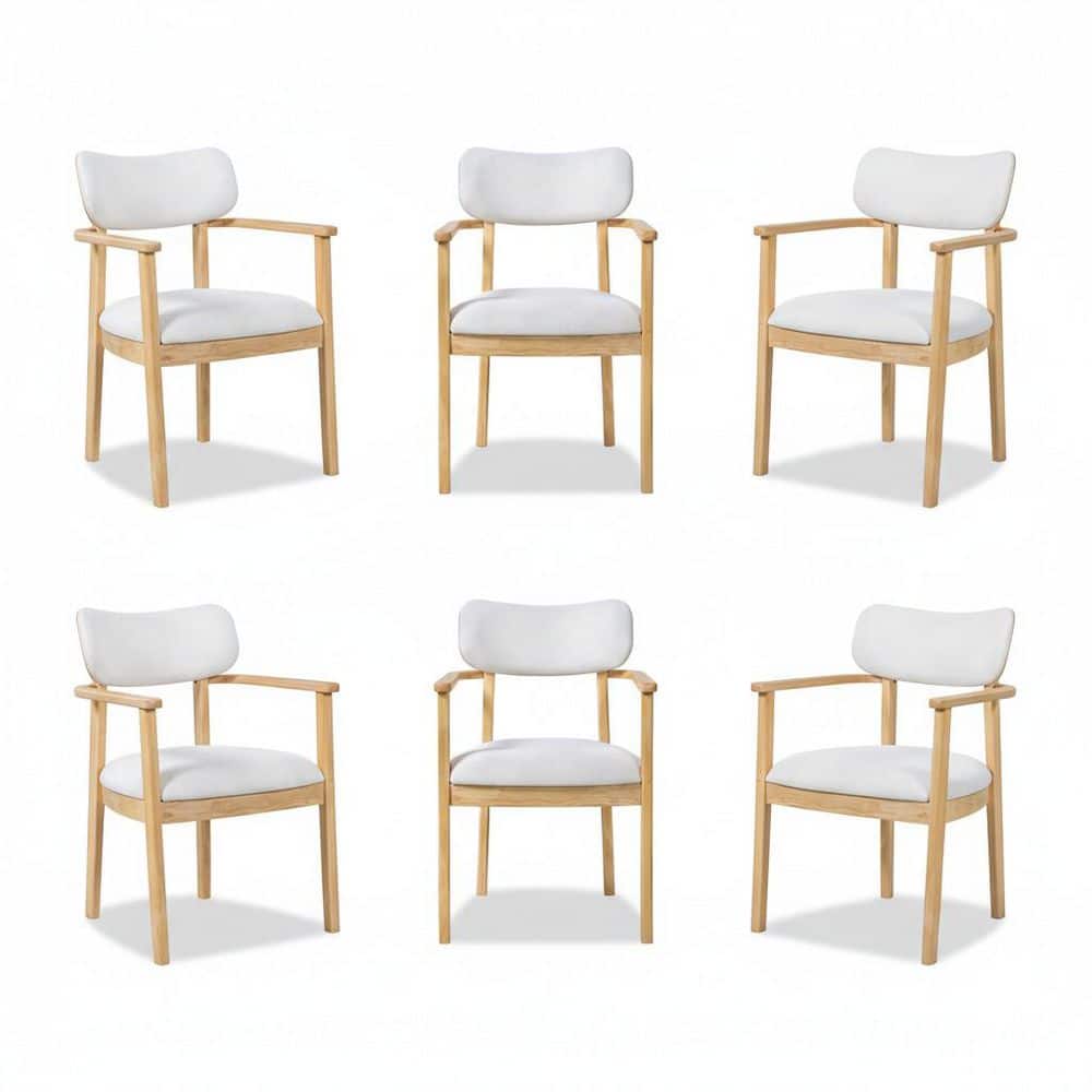 Xavell Country Rustic Natural Finish Solid Wood and Beige Fabric Upholstered Dining Arm Chairs, Set of 6 price history on PriceWatchPro