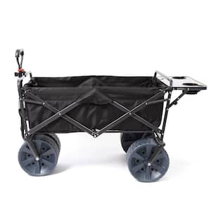 21.46 in. 1 cu.ft. Collapsible Heavy-Duty All Terrain Fabric Garden Cart with Table in Black