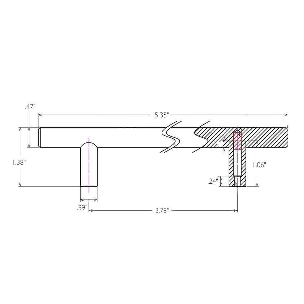 Brushed Nickel Steel Bar Drawer Pull with Mounting Hardware