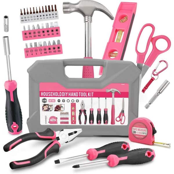 40-Piece Pink Home Tool Kit with Magnetic Screwdriver and Wire Cutters