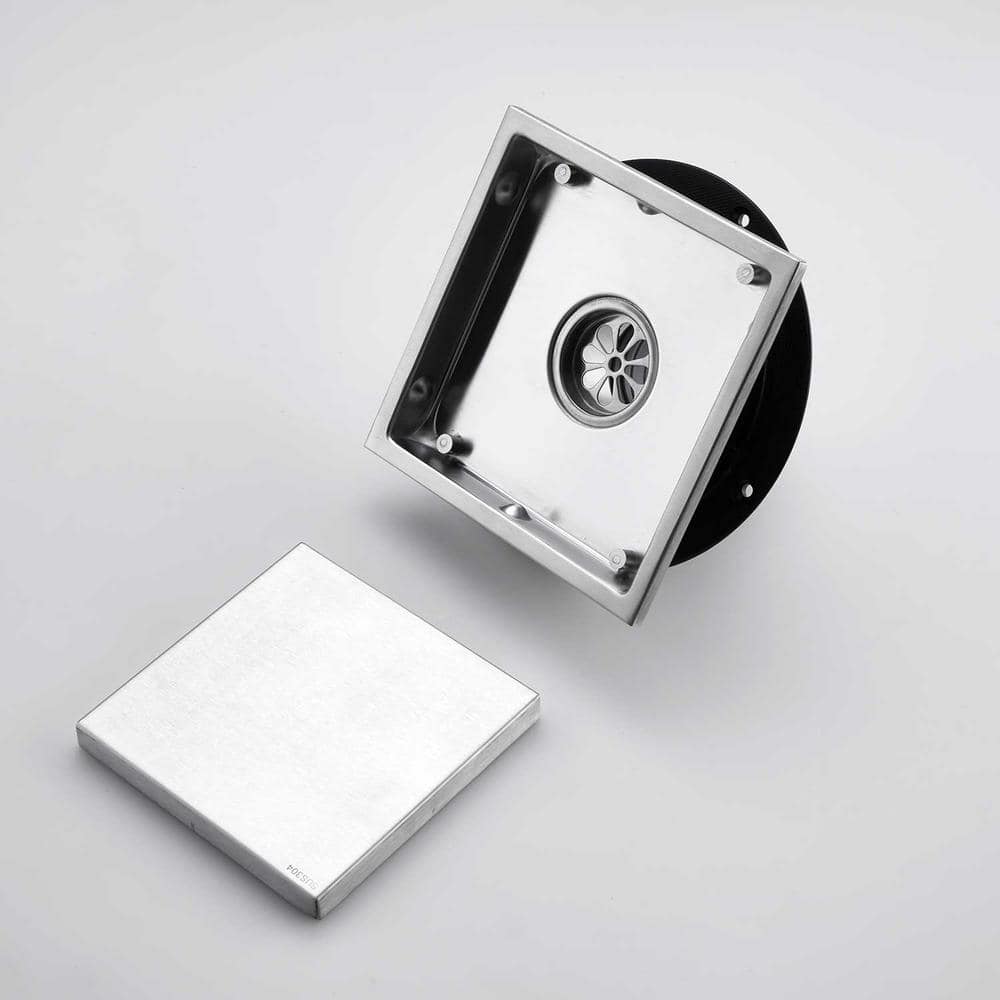 FORCLOVER 6 in. x 6 in. Stainless Steel Square Shower Floor Drain in