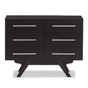 Auburn 6-Drawer Dark Brown Dresser