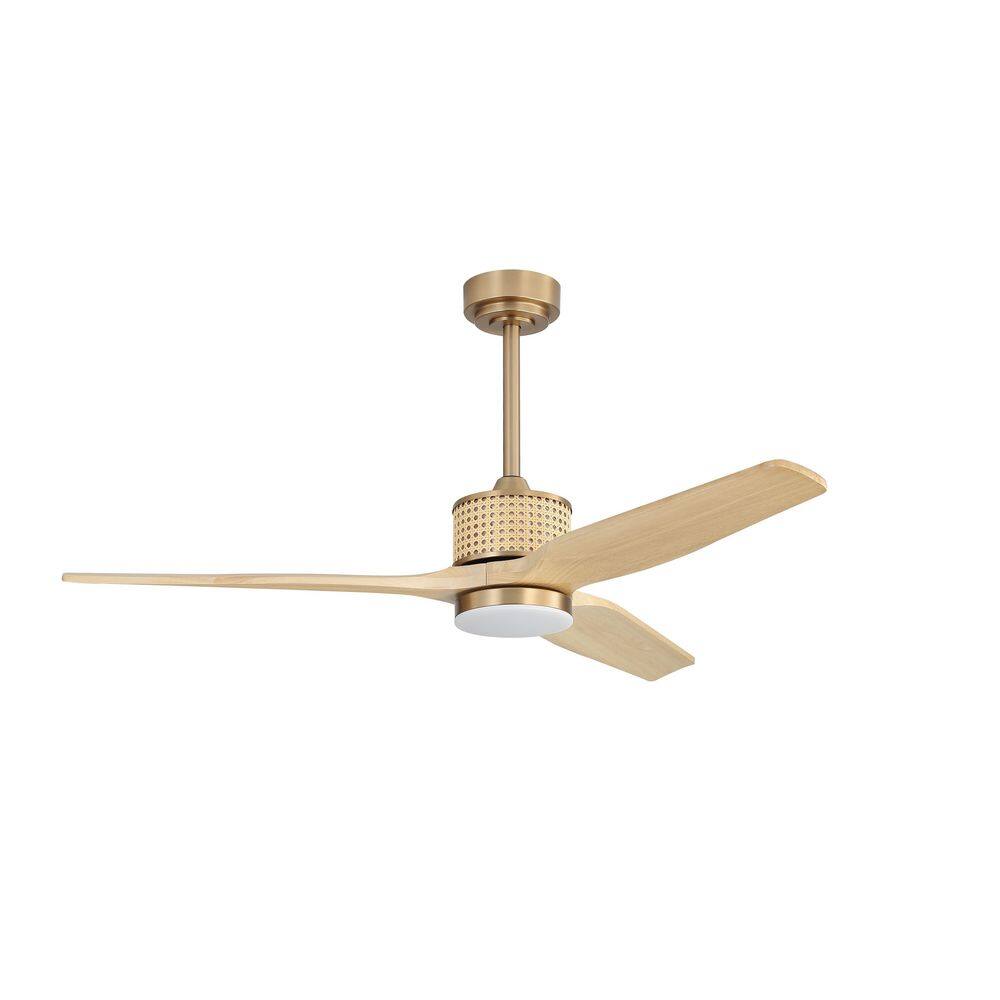 52 in. (4.3 ft. ) 3 Solid Wood Blades Indoor Ceiling Fan with Integrated LED, NAB Gold and Wood Grain price history on PriceWatchPro