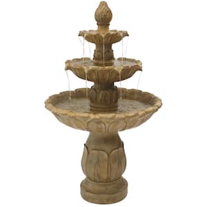 3-Tier Polyresin Classic Tulip Outdoor Garden Tiered Water Fountain