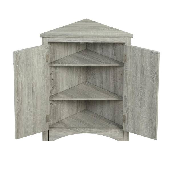 Tileon 17 in. W x 17 in. D x 32 in. H Gray White Freestanding Linen ...