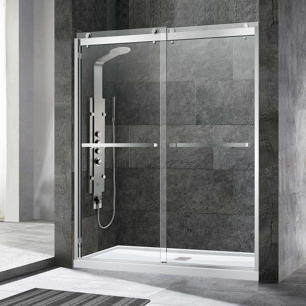WOODBRIDGE Reepham 56 in. to 60 in. x 76 in. Frameless Sliding Shower