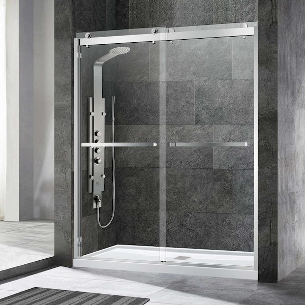 WOODBRIDGE Reepham 56 In To 60 In X 76 In Frameless Sliding Shower   Woodbridge Alcove Shower Doors Hsd3614 64 600 