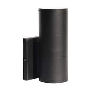 Architectural Black Indoor/Outdoor Hardwired Cylinder Sconce with Integrated LED