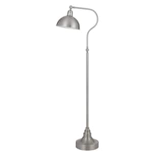 60 in. Nickel 1 Dimmable (Full Range) Standard Floor Lamp for Living Room with Metal Dome Shade