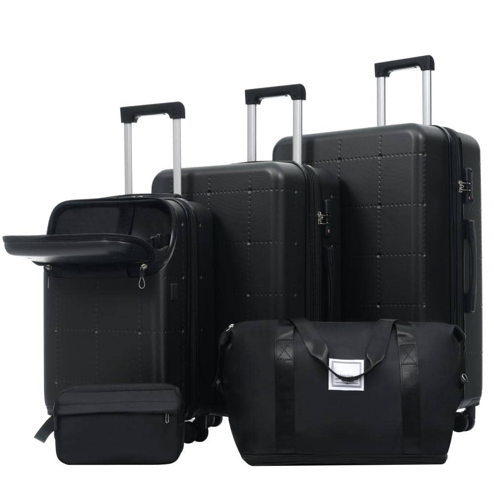 5 of Pieces Black ABS Hardshell Luggage Set with Double Spinner Wheels, Handle, TSA Lock price history on PriceWatchPro