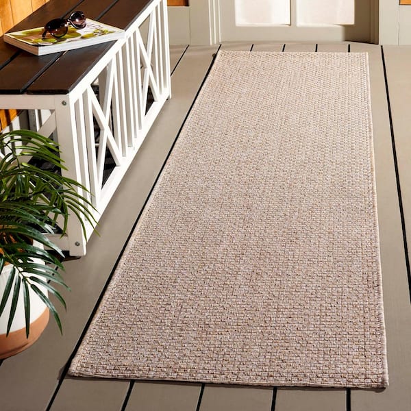 Sisal All-Weather Taupe 2 ft. x 8 ft. Solid Woven Indoor/Outdoor Runner Rug